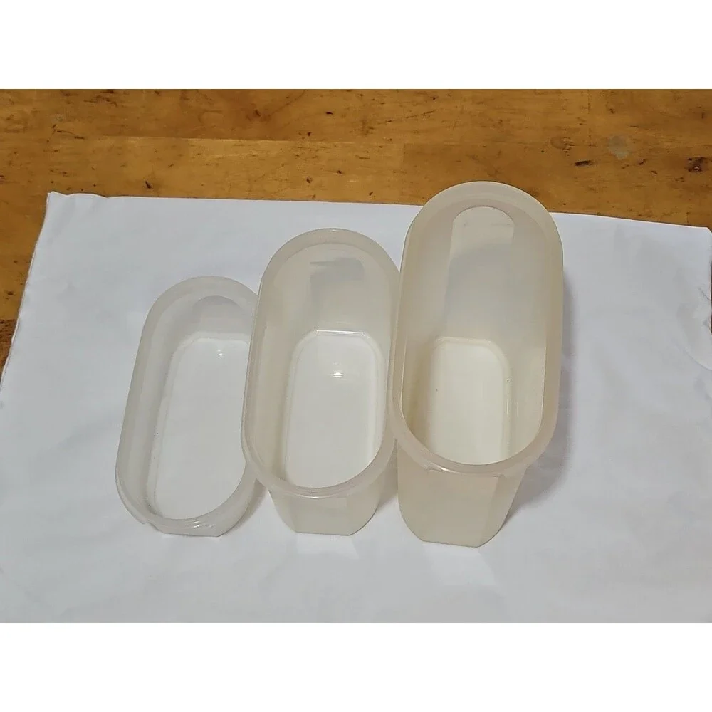 Set of 3 Vintage Tupperware Modular Mates  1613, 1612, 1611 Sz 1,2 & 3 W Red Lid